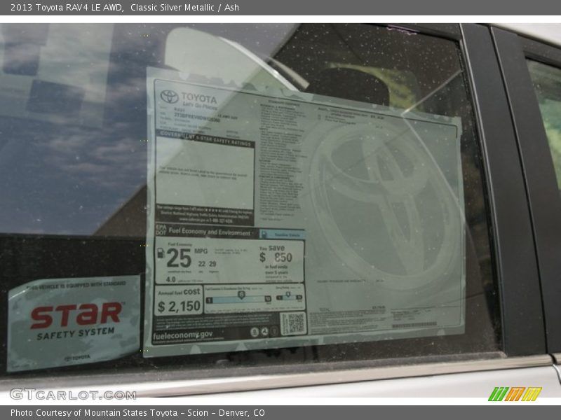 Classic Silver Metallic / Ash 2013 Toyota RAV4 LE AWD