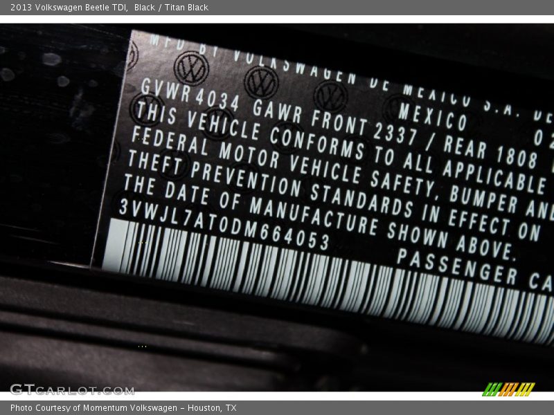 Black / Titan Black 2013 Volkswagen Beetle TDI