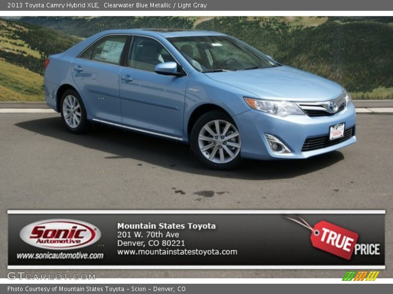 Clearwater Blue Metallic / Light Gray 2013 Toyota Camry Hybrid XLE