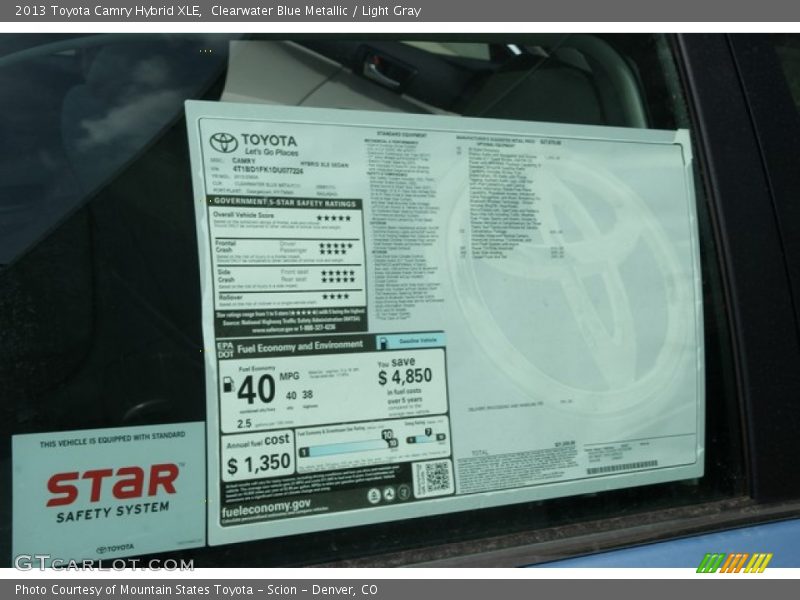 Clearwater Blue Metallic / Light Gray 2013 Toyota Camry Hybrid XLE