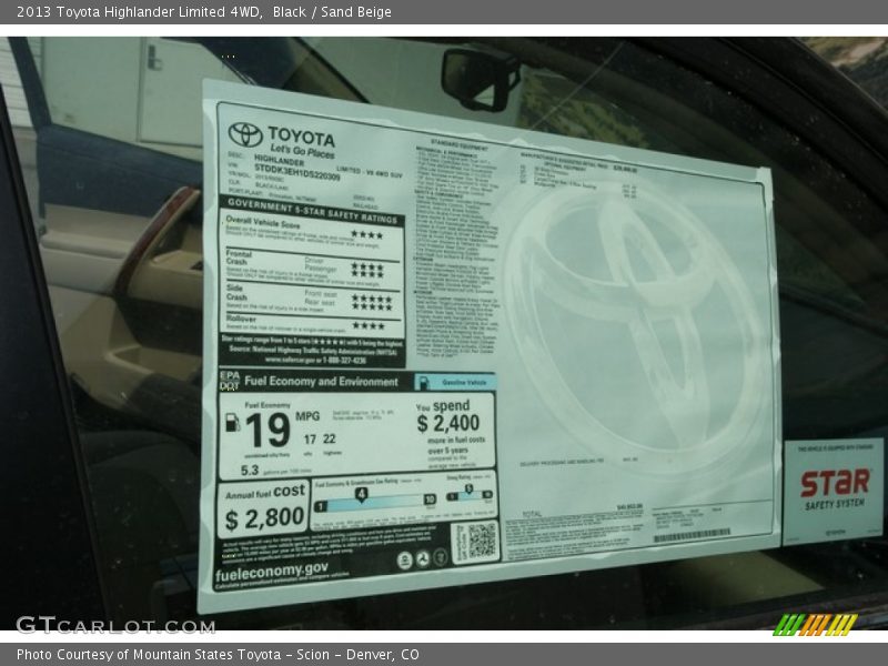 Black / Sand Beige 2013 Toyota Highlander Limited 4WD