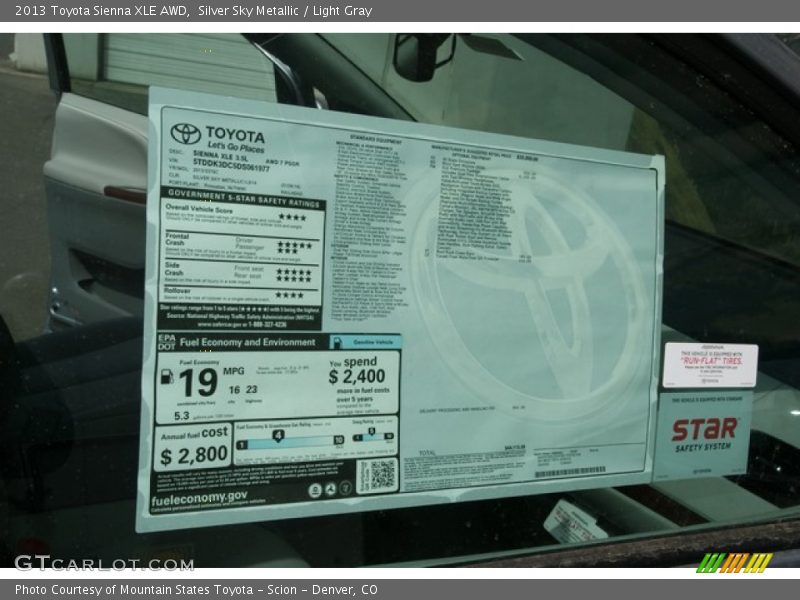 Silver Sky Metallic / Light Gray 2013 Toyota Sienna XLE AWD