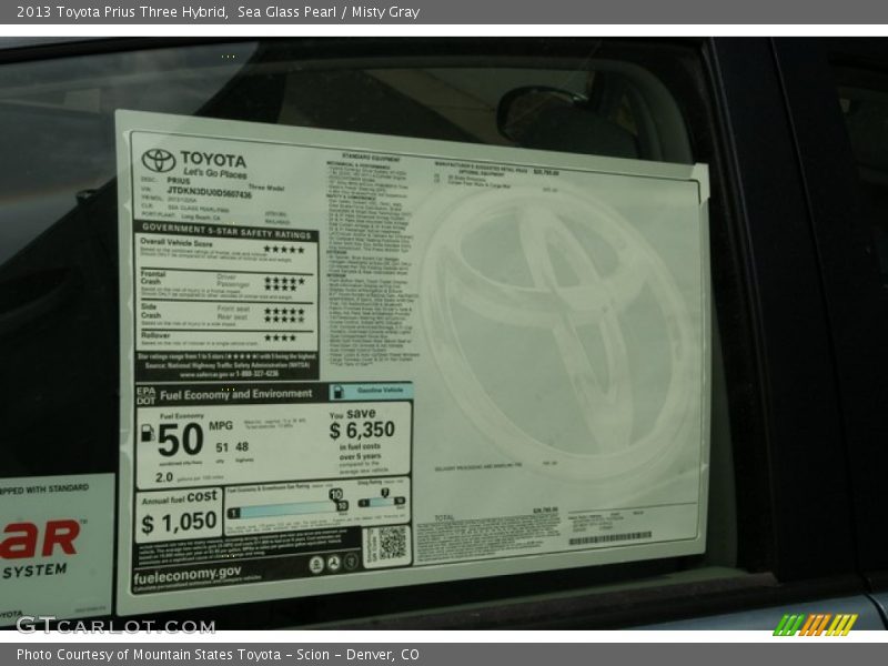 Sea Glass Pearl / Misty Gray 2013 Toyota Prius Three Hybrid