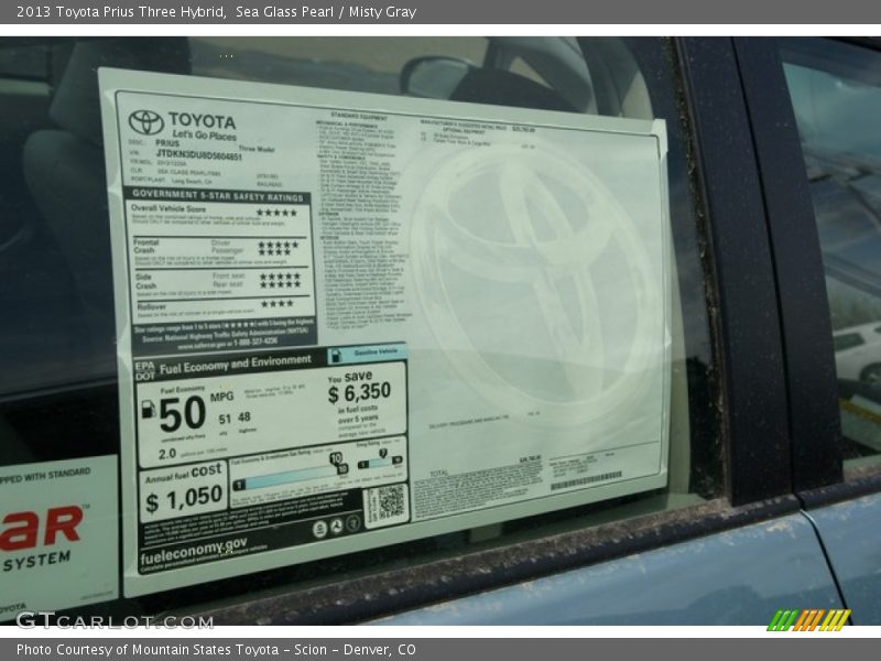 Sea Glass Pearl / Misty Gray 2013 Toyota Prius Three Hybrid