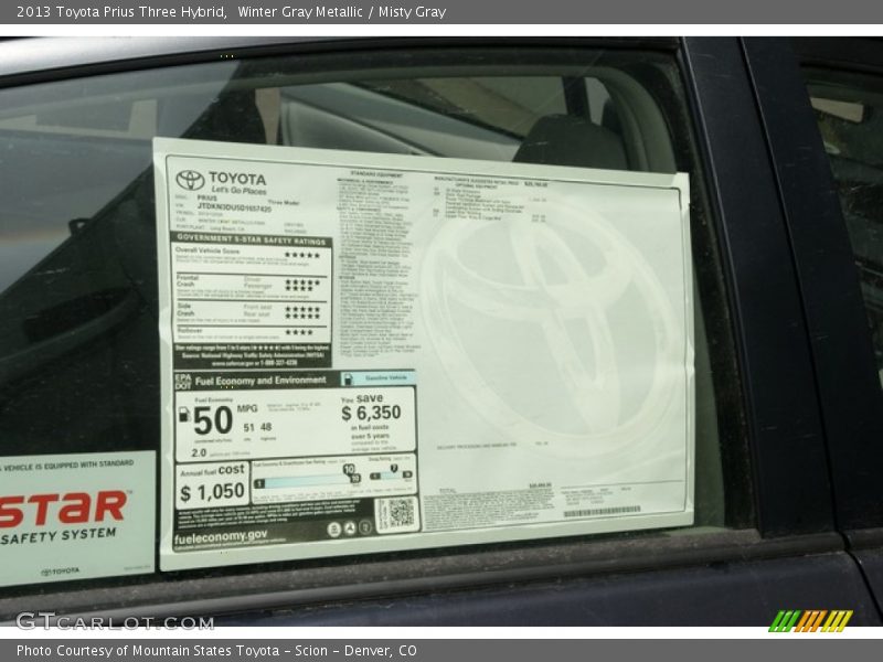 Winter Gray Metallic / Misty Gray 2013 Toyota Prius Three Hybrid