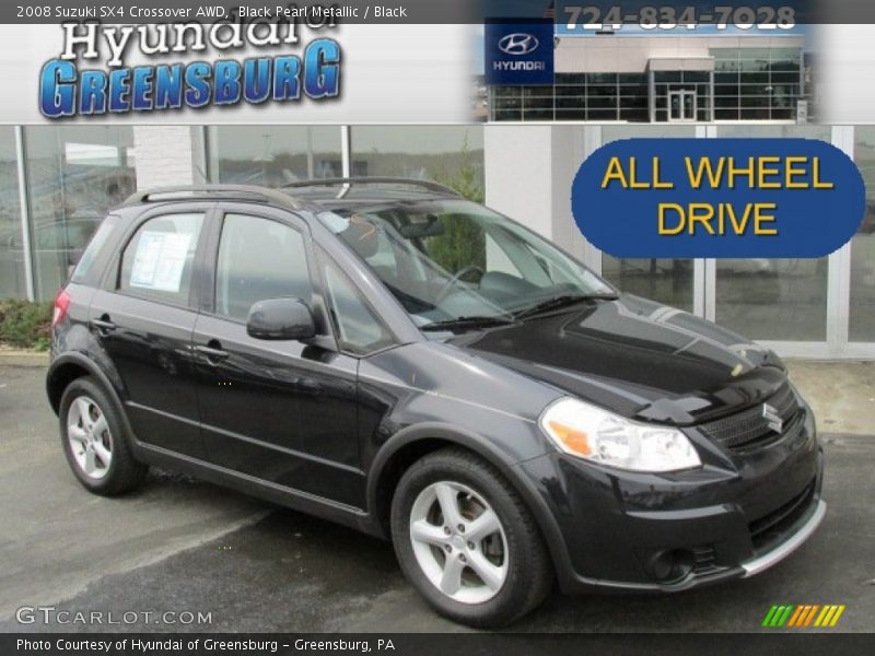 Black Pearl Metallic / Black 2008 Suzuki SX4 Crossover AWD