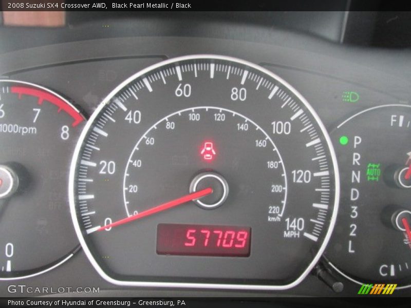 Black Pearl Metallic / Black 2008 Suzuki SX4 Crossover AWD