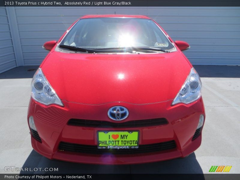 Absolutely Red / Light Blue Gray/Black 2013 Toyota Prius c Hybrid Two