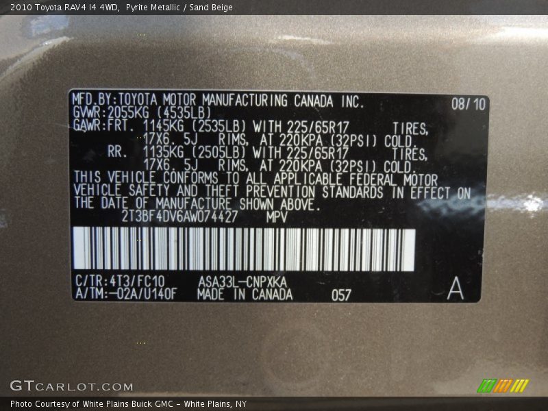 Pyrite Metallic / Sand Beige 2010 Toyota RAV4 I4 4WD