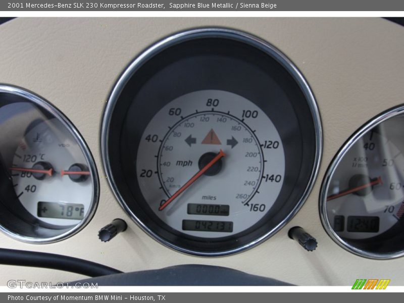 Sapphire Blue Metallic / Sienna Beige 2001 Mercedes-Benz SLK 230 Kompressor Roadster