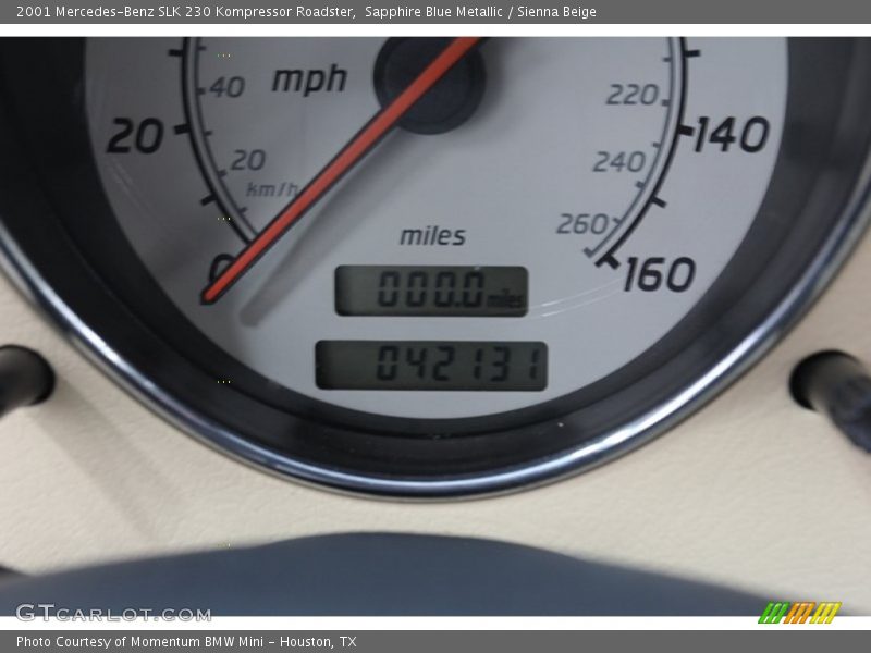 Sapphire Blue Metallic / Sienna Beige 2001 Mercedes-Benz SLK 230 Kompressor Roadster