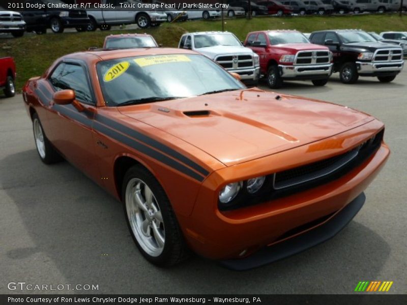 Toxic Orange Pearl / Dark Slate Gray 2011 Dodge Challenger R/T Classic