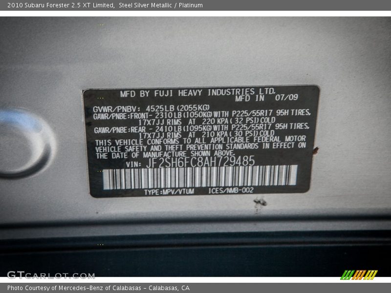 Steel Silver Metallic / Platinum 2010 Subaru Forester 2.5 XT Limited