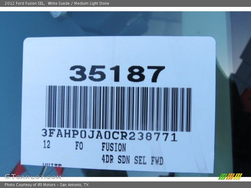 White Suede / Medium Light Stone 2012 Ford Fusion SEL
