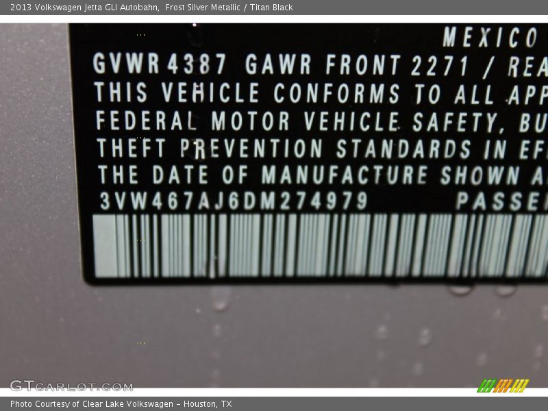 Frost Silver Metallic / Titan Black 2013 Volkswagen Jetta GLI Autobahn