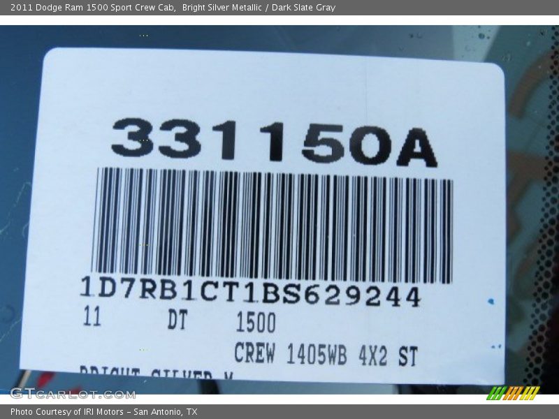 Bright Silver Metallic / Dark Slate Gray 2011 Dodge Ram 1500 Sport Crew Cab