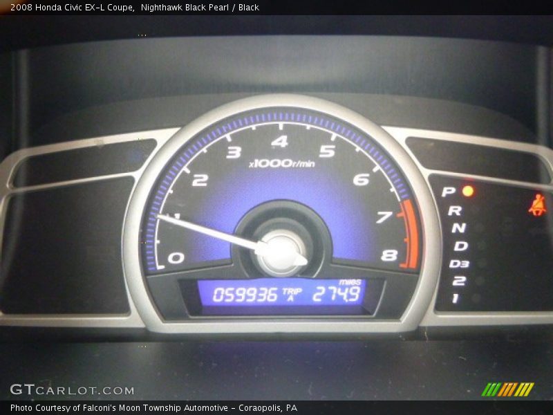 Nighthawk Black Pearl / Black 2008 Honda Civic EX-L Coupe