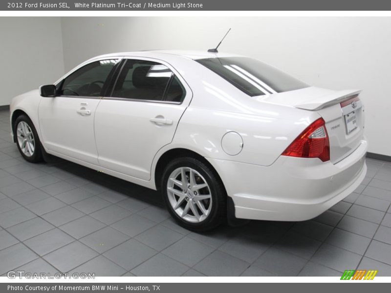 White Platinum Tri-Coat / Medium Light Stone 2012 Ford Fusion SEL