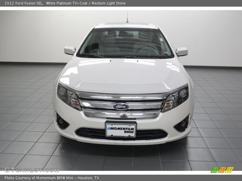 White Platinum Tri-Coat / Medium Light Stone 2012 Ford Fusion SEL