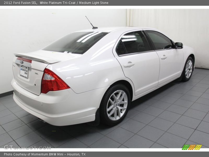 White Platinum Tri-Coat / Medium Light Stone 2012 Ford Fusion SEL