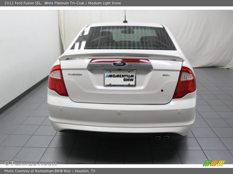 White Platinum Tri-Coat / Medium Light Stone 2012 Ford Fusion SEL