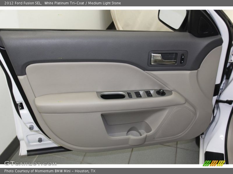 White Platinum Tri-Coat / Medium Light Stone 2012 Ford Fusion SEL