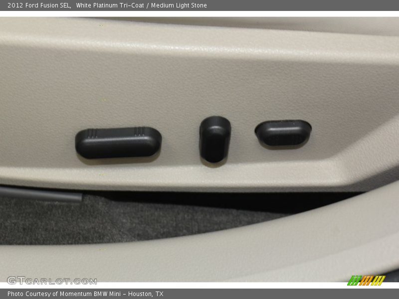 White Platinum Tri-Coat / Medium Light Stone 2012 Ford Fusion SEL