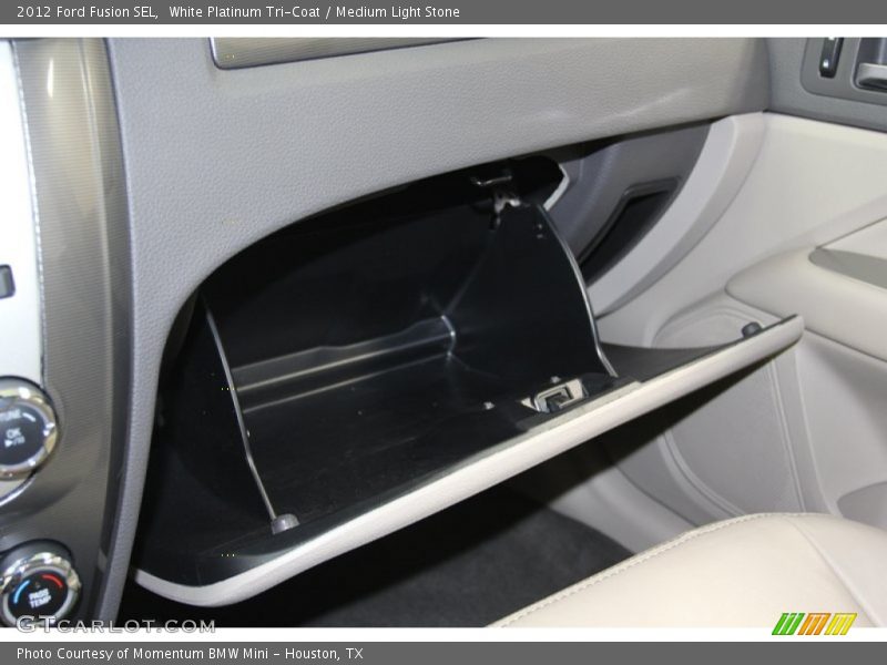 White Platinum Tri-Coat / Medium Light Stone 2012 Ford Fusion SEL