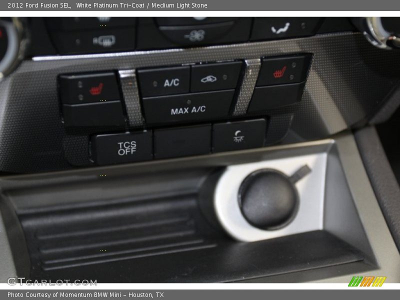White Platinum Tri-Coat / Medium Light Stone 2012 Ford Fusion SEL