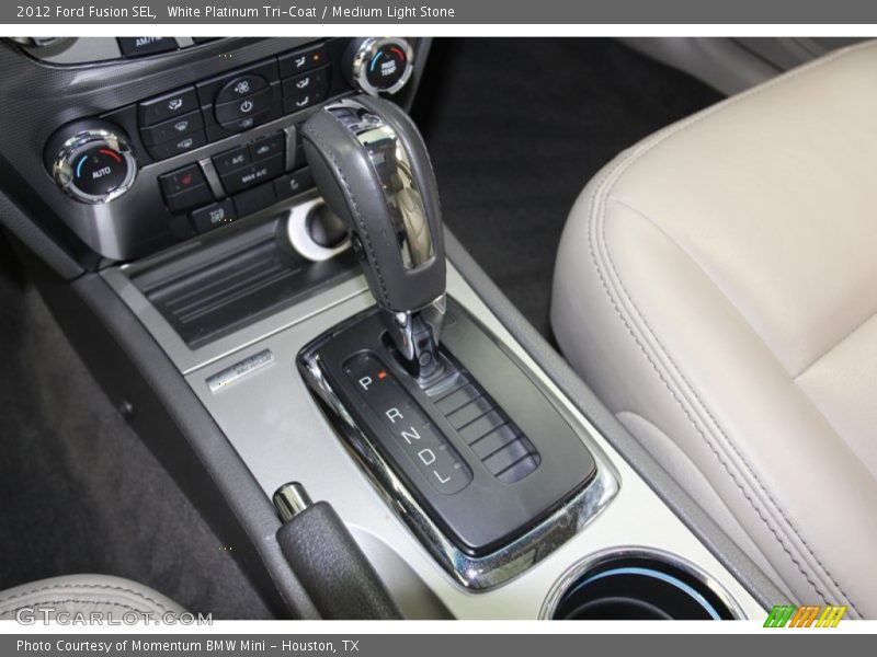 White Platinum Tri-Coat / Medium Light Stone 2012 Ford Fusion SEL