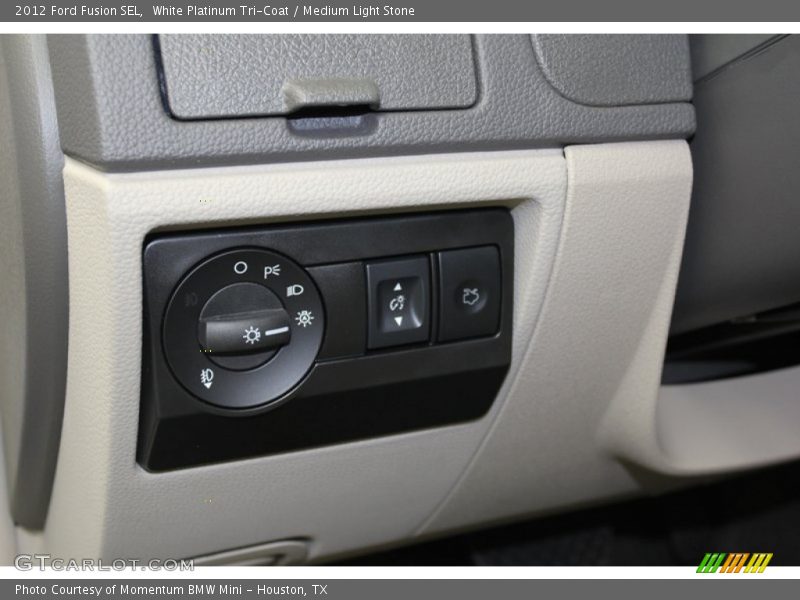 White Platinum Tri-Coat / Medium Light Stone 2012 Ford Fusion SEL