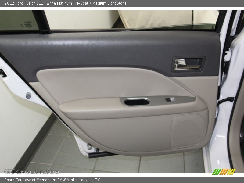 White Platinum Tri-Coat / Medium Light Stone 2012 Ford Fusion SEL