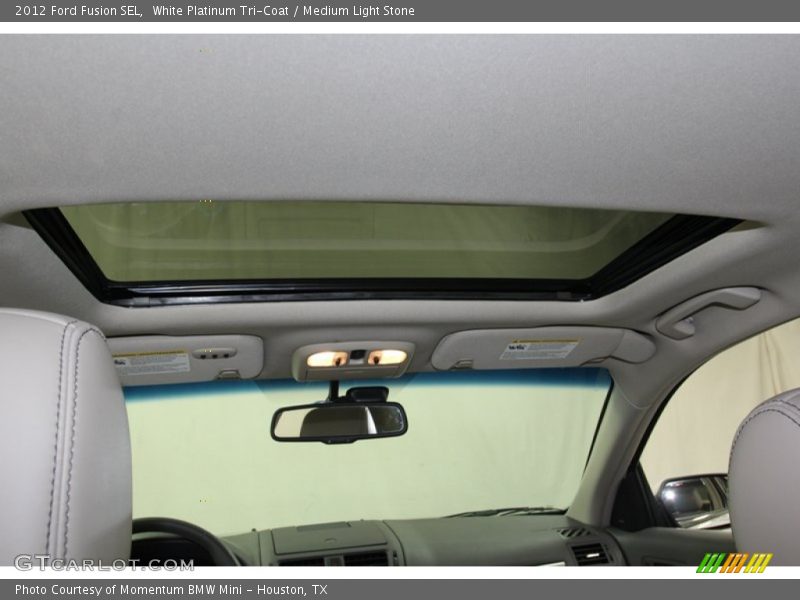 White Platinum Tri-Coat / Medium Light Stone 2012 Ford Fusion SEL