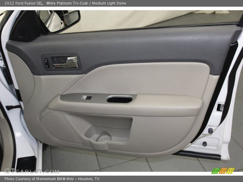 White Platinum Tri-Coat / Medium Light Stone 2012 Ford Fusion SEL