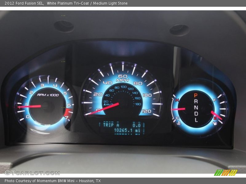 White Platinum Tri-Coat / Medium Light Stone 2012 Ford Fusion SEL
