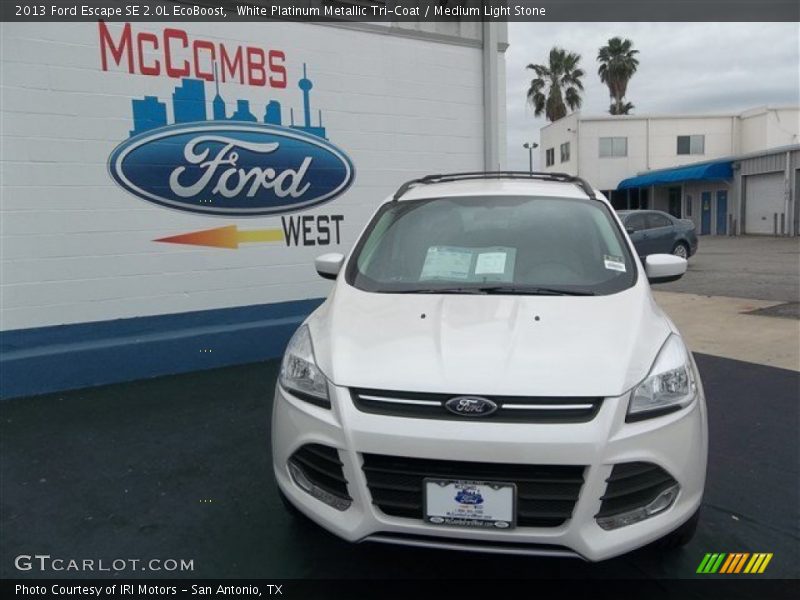 White Platinum Metallic Tri-Coat / Medium Light Stone 2013 Ford Escape SE 2.0L EcoBoost