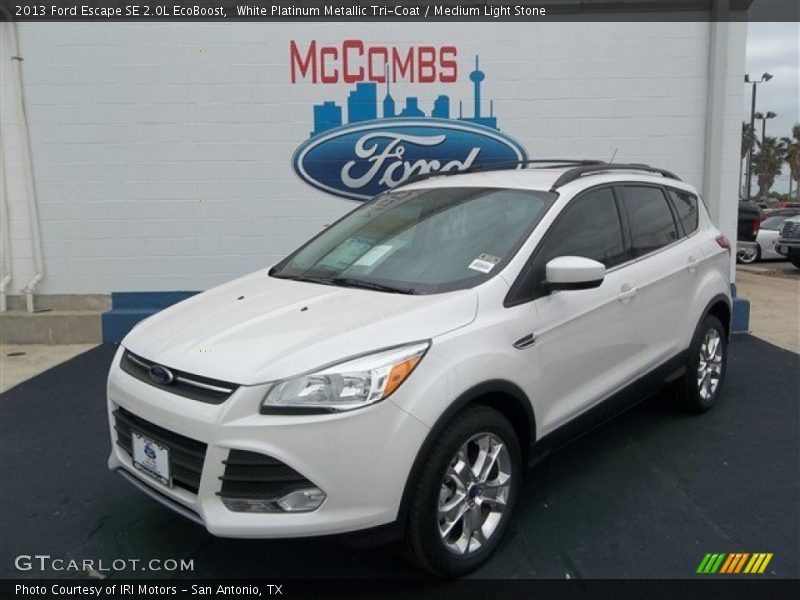 White Platinum Metallic Tri-Coat / Medium Light Stone 2013 Ford Escape SE 2.0L EcoBoost