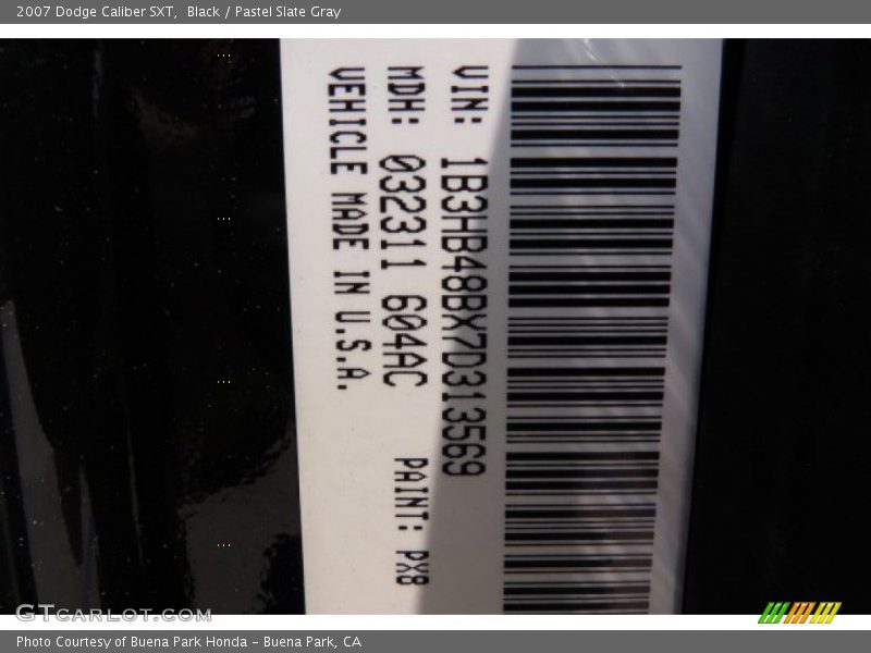 Black / Pastel Slate Gray 2007 Dodge Caliber SXT