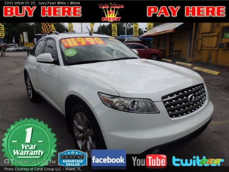 Ivory Pearl White / Willow 2003 Infiniti FX 35