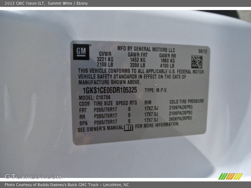 Summit White / Ebony 2013 GMC Yukon SLT