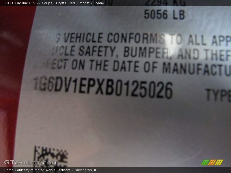 Crystal Red Tintcoat / Ebony 2011 Cadillac CTS -V Coupe