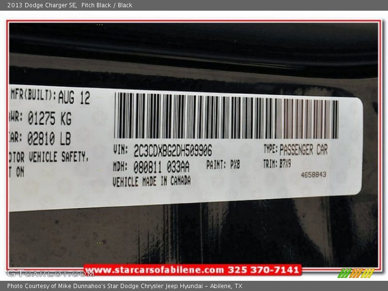 Pitch Black / Black 2013 Dodge Charger SE