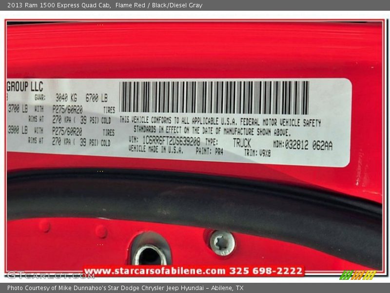 Flame Red / Black/Diesel Gray 2013 Ram 1500 Express Quad Cab