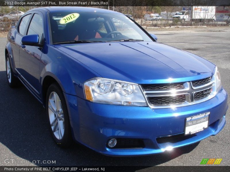 Blue Streak Pearl / Black/Red 2012 Dodge Avenger SXT Plus
