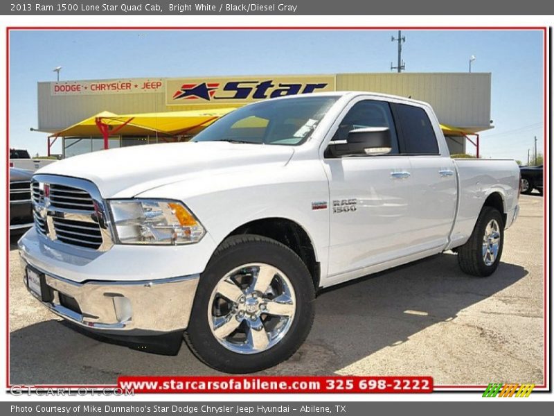 Bright White / Black/Diesel Gray 2013 Ram 1500 Lone Star Quad Cab
