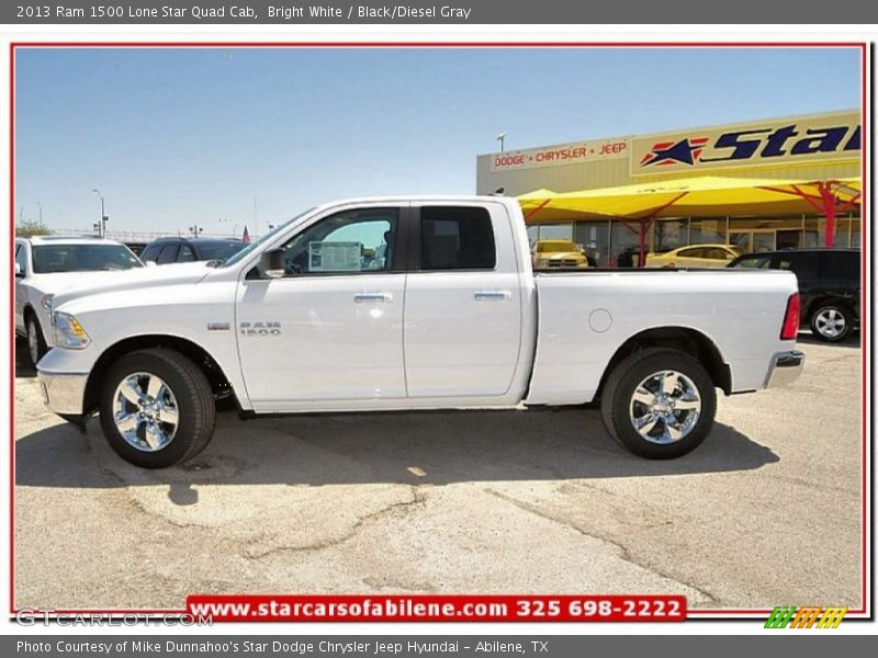 Bright White / Black/Diesel Gray 2013 Ram 1500 Lone Star Quad Cab
