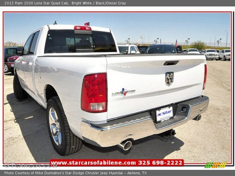 Bright White / Black/Diesel Gray 2013 Ram 1500 Lone Star Quad Cab