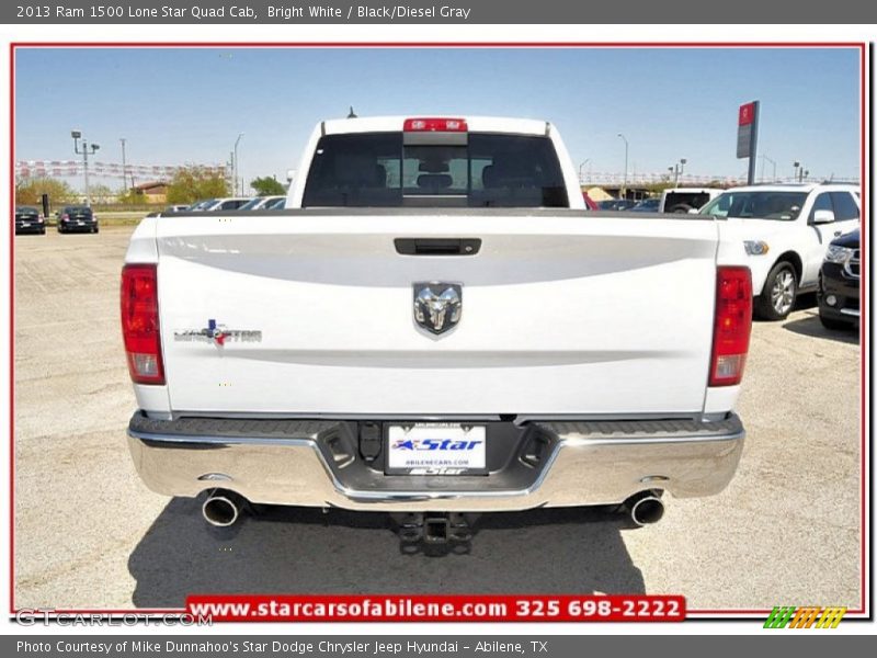 Bright White / Black/Diesel Gray 2013 Ram 1500 Lone Star Quad Cab