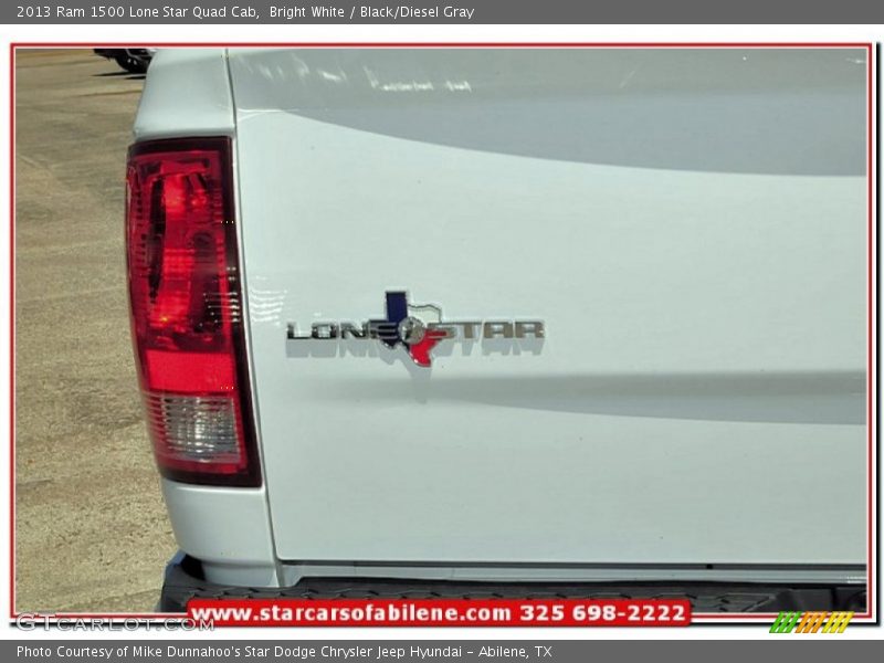 Bright White / Black/Diesel Gray 2013 Ram 1500 Lone Star Quad Cab