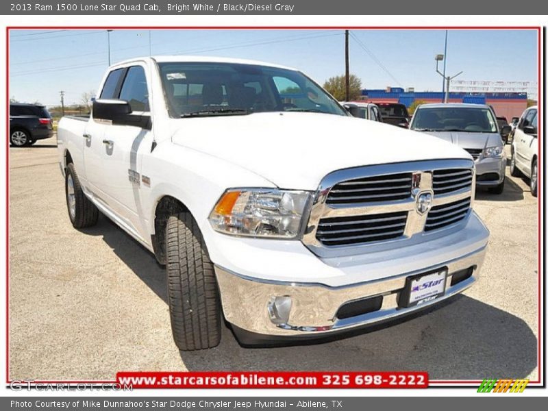 Bright White / Black/Diesel Gray 2013 Ram 1500 Lone Star Quad Cab